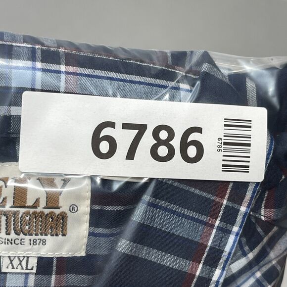 Ely Cattleman Mens XXL Western Shirt Plaid Long Sleeve Snap Front Cowboy Blue - Picture 10 of 10
